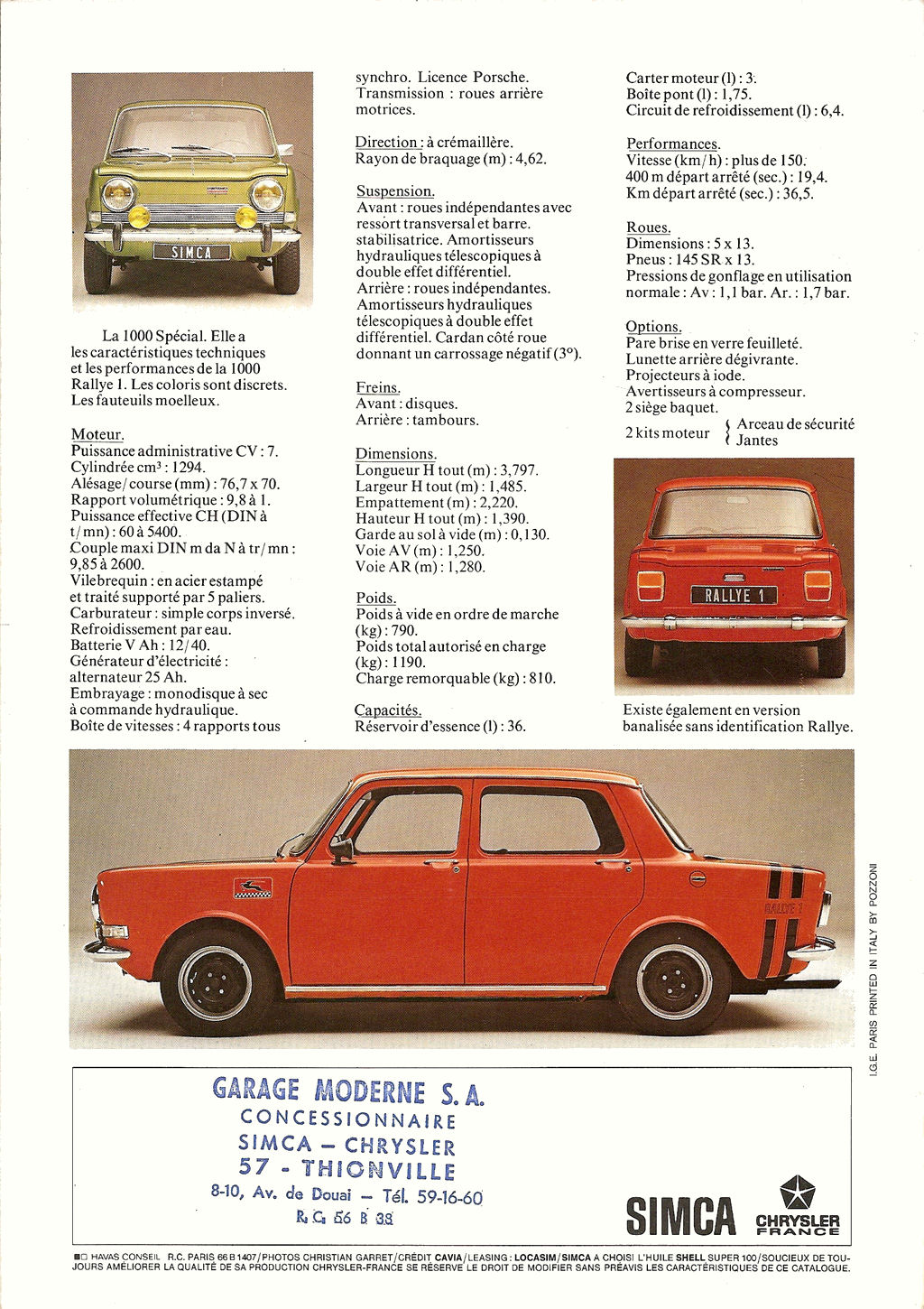 Simca S1NA1 1976 Rallye 3 Konstruktionszeichnung Blueprint 